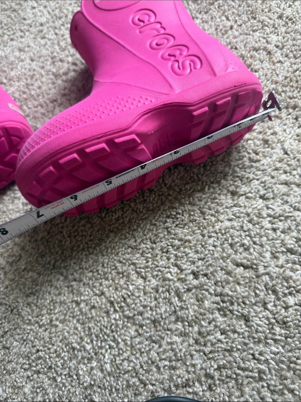 CROCS Kids' Hot Pink Pull-On Rain Boots with Handles size 10 girls